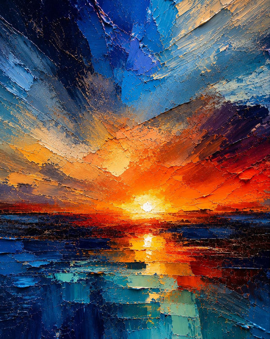 Textured Sunset Canvas – Modern Impasto Wall Art