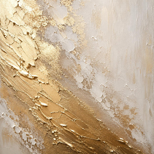 Textured Gold White Abstract Painting | Elegant Acrylic Wall Art | Luxury Home Decor | Original Canvas