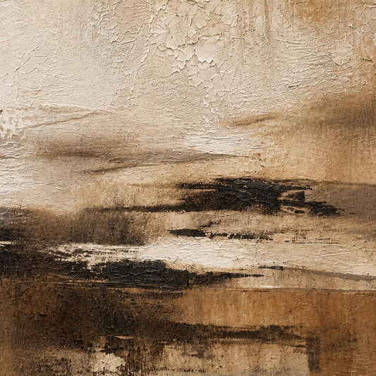 Moody Brown Textured Abstract Painting, Earthy Neutral Impasto Canvas Art