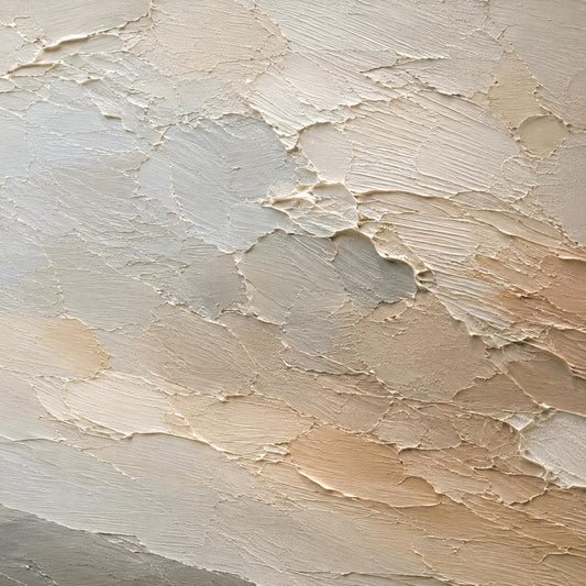 Textured Impressionist Landscape Painting, Warm Ochre Wall Art, Farmhouse Canvas Home Decor