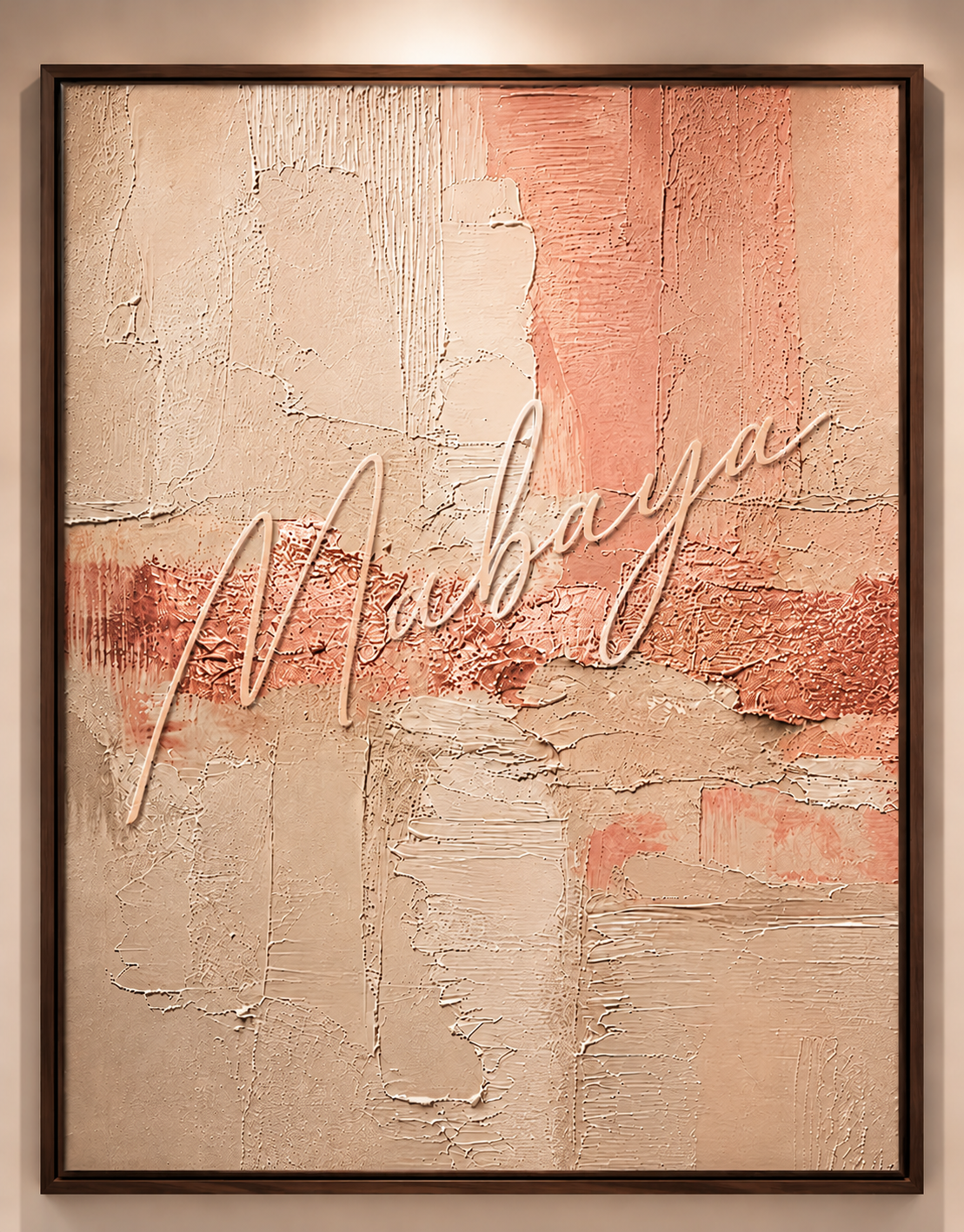 Blush Pink Textured Abstract Painting, Neutral Plaster Wall Art, Modern Minimalist Canvas, Japandi Luxury Decor
