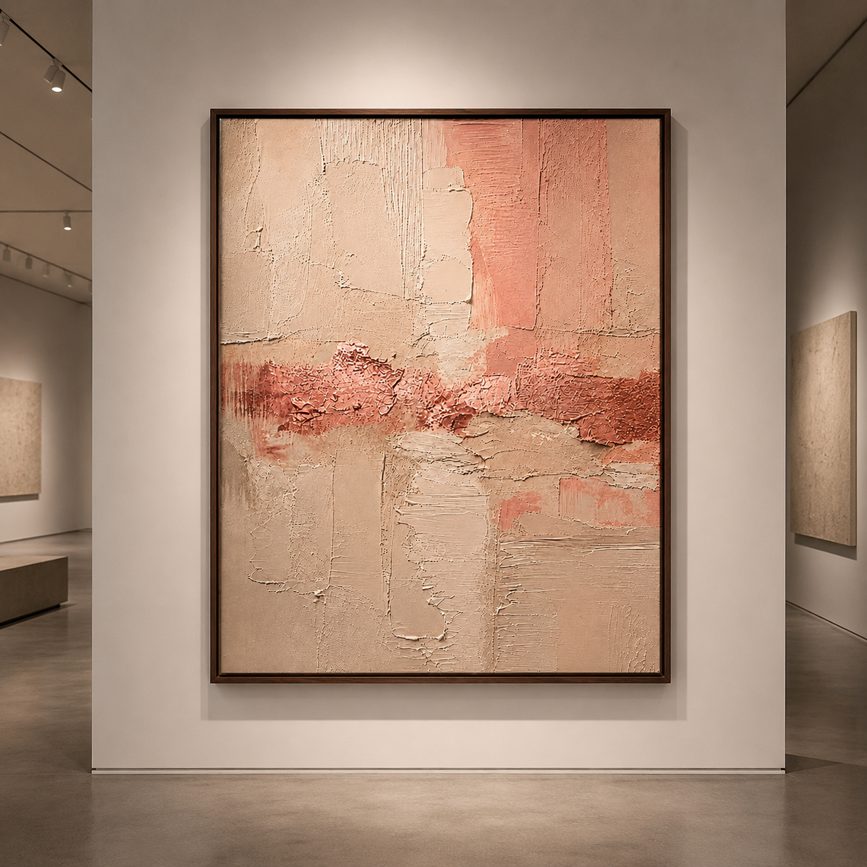 Blush Pink Textured Abstract Painting, Neutral Plaster Wall Art, Modern Minimalist Canvas, Japandi Luxury Decor