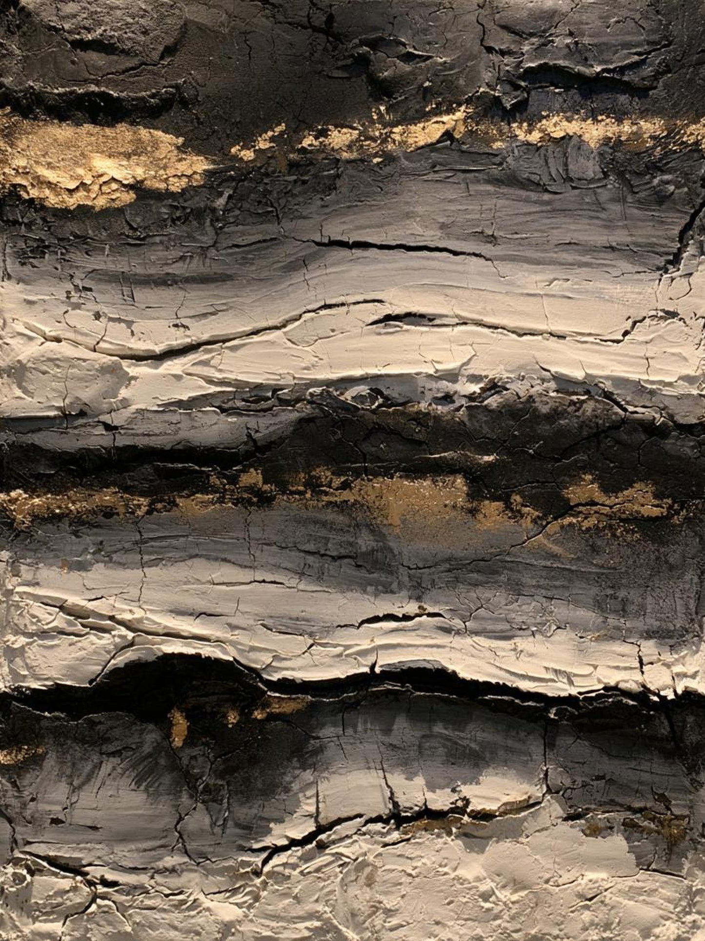 Black Gold Abstract Wall Art, Textured Luxury Canvas Painting, Modern Charcoal Impasto Artwork, Contemporary Statement Wall Decor