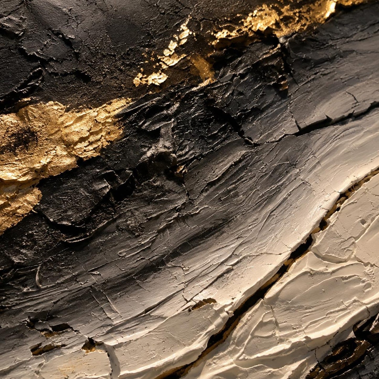 Black Gold Abstract Wall Art, Textured Luxury Canvas Painting, Modern Charcoal Impasto Artwork, Contemporary Statement Wall Decor