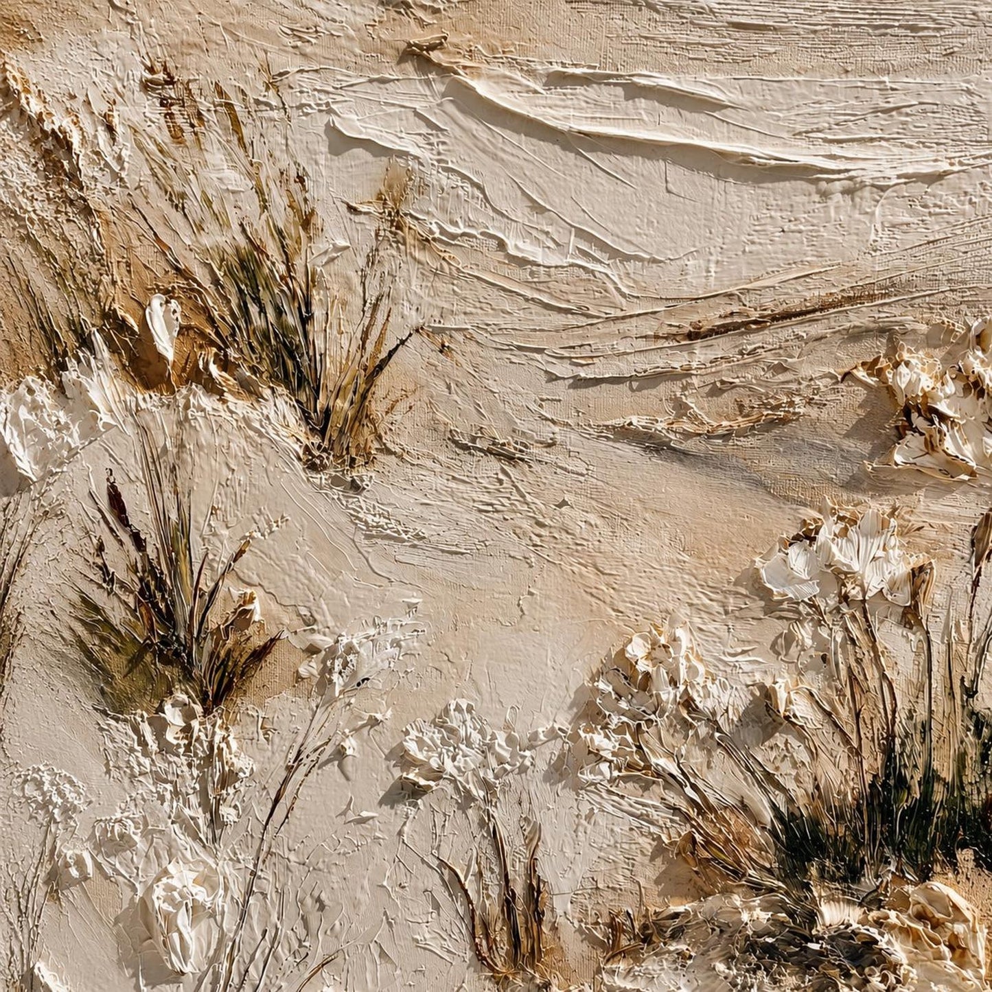 Neutral Beach Dunes Wall Art, Textured Coastal Landscape Painting, Sandy Shore Canvas, Coastal Impasto Artwork, Luxury Beach Decor