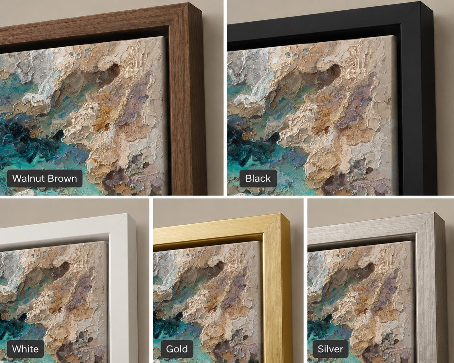 Coastal Abstract Wall Art, Textured Ocean Canvas Painting, Turquoise Impasto Seascape Artwork, Luxury Coastal Wall Decor