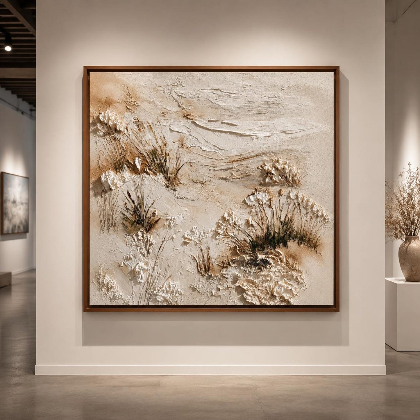 Neutral Beach Dunes Wall Art, Textured Coastal Landscape Painting, Sandy Shore Canvas, Coastal Impasto Artwork, Luxury Beach Decor