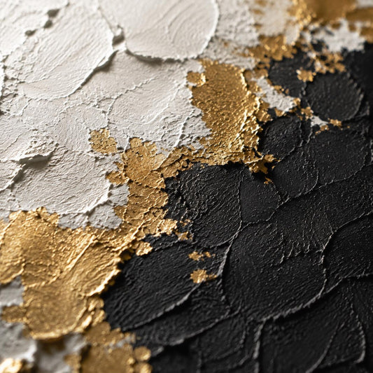 Black Gold Abstract Textured Painting, Luxury Modern Wall Art, Metallic Gold Impasto Canvas, Contemporary Statement Artwork