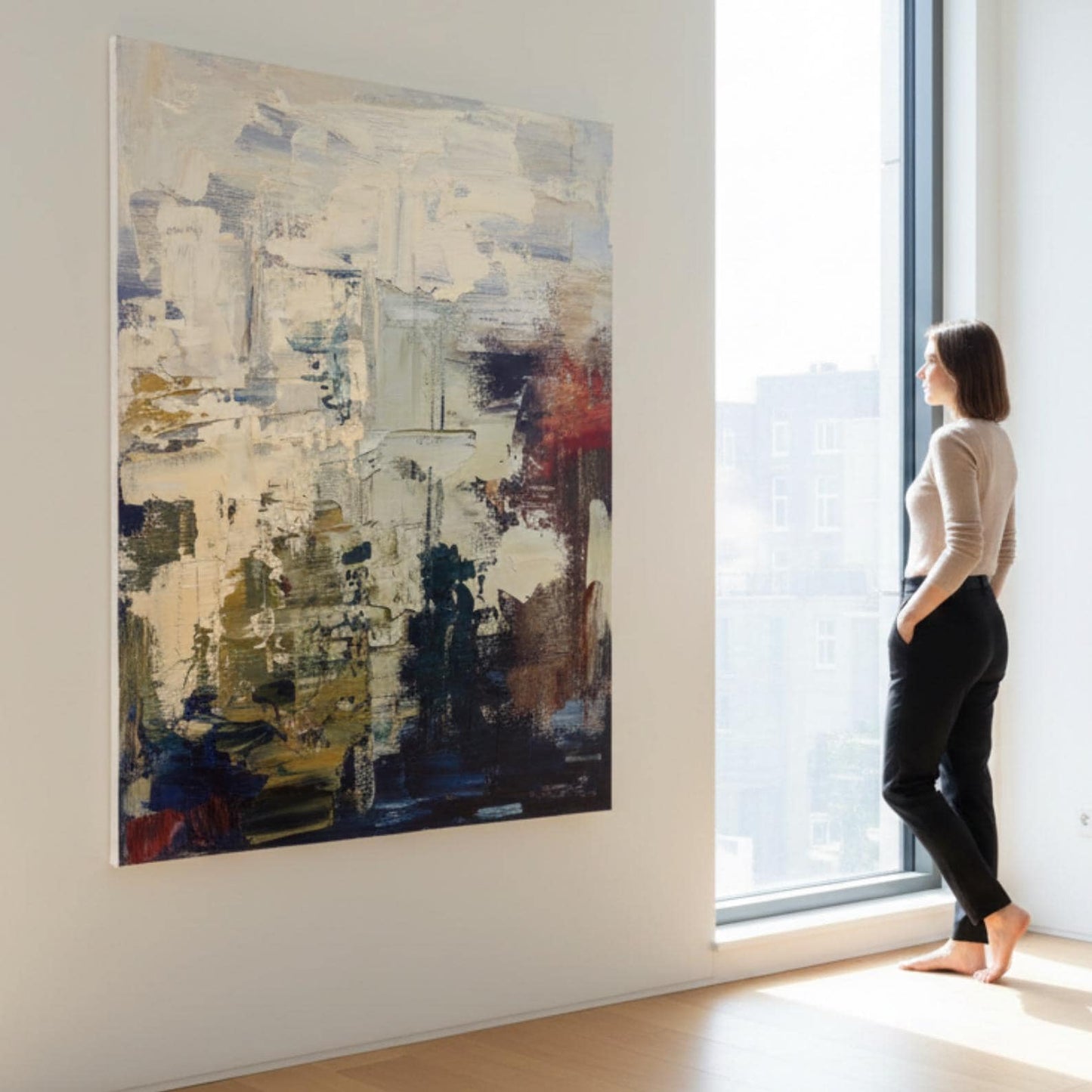 Neutral Abstract Painting, Textured Minimalist Wall Art, Modern Contemporary Canvas for Home Decor