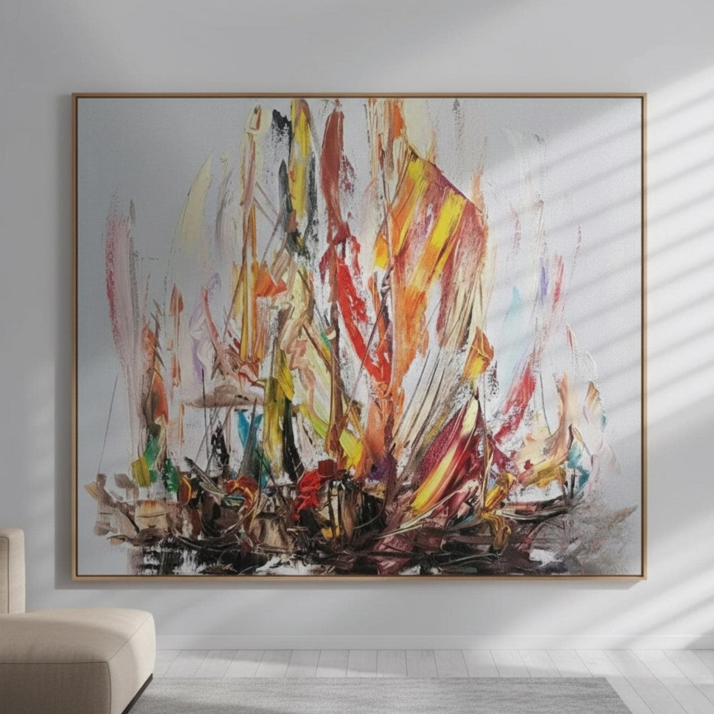 Textured Abstract Painting, Colorful Modern Statement Wall Art
