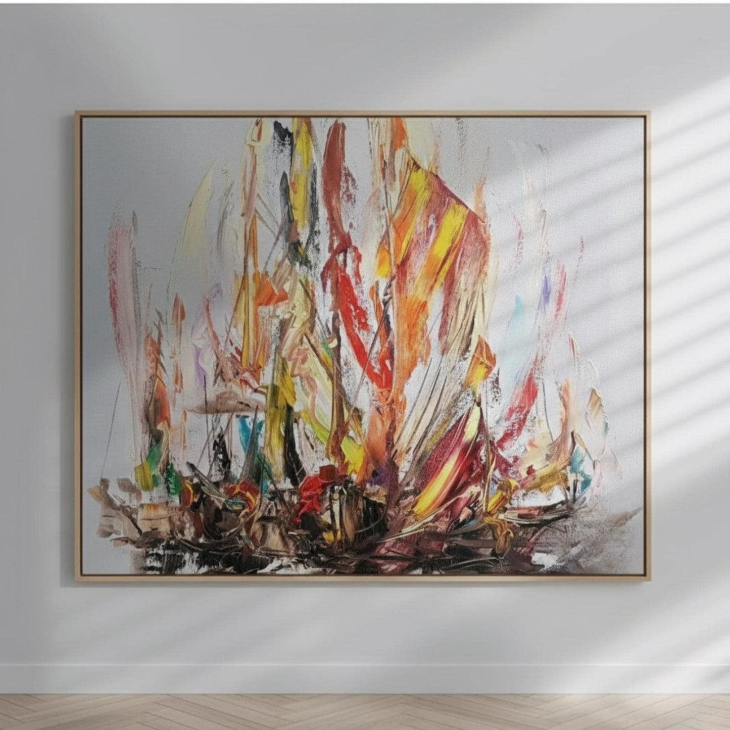 Textured Abstract Painting, Colorful Modern Statement Wall Art