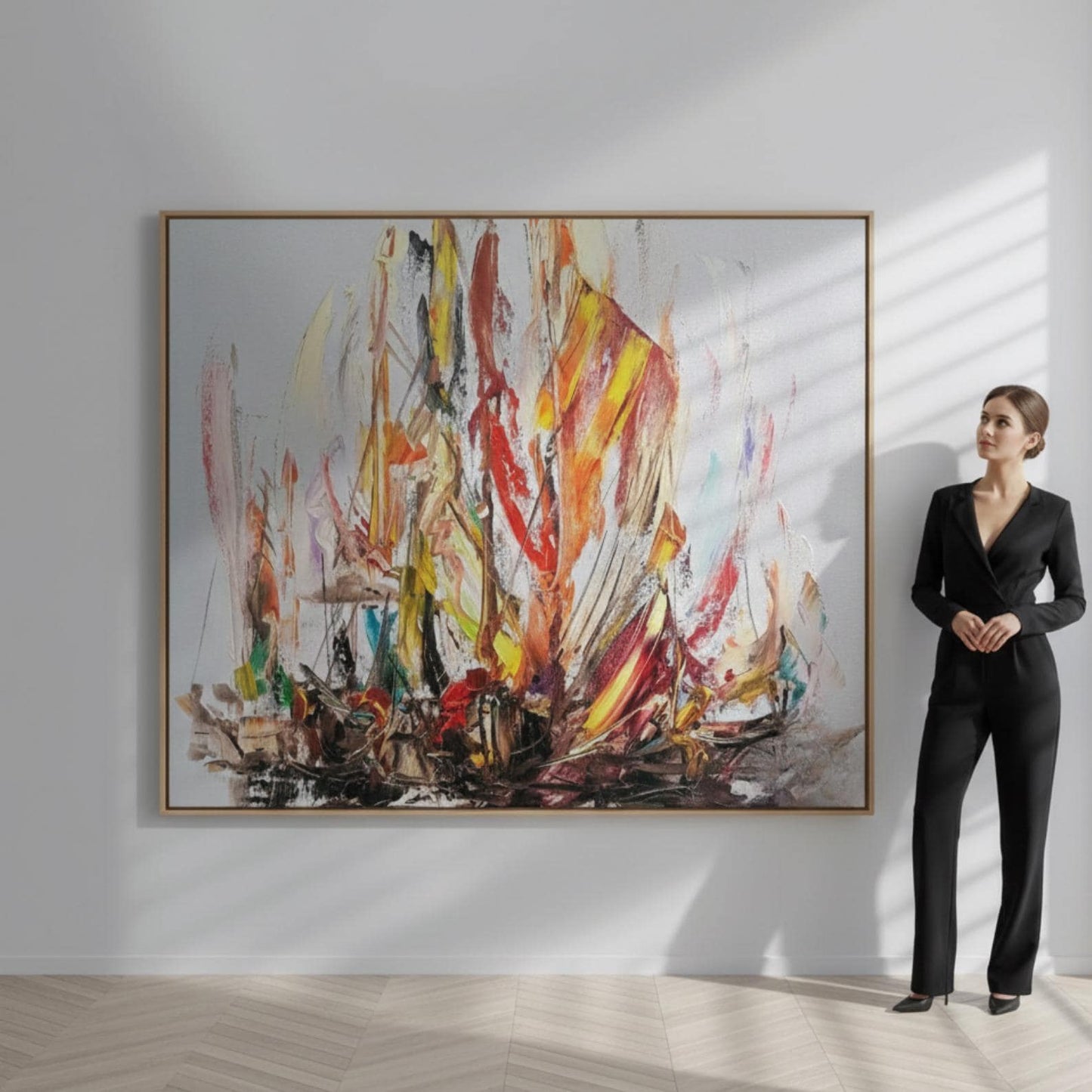 Textured Abstract Painting, Colorful Modern Statement Wall Art