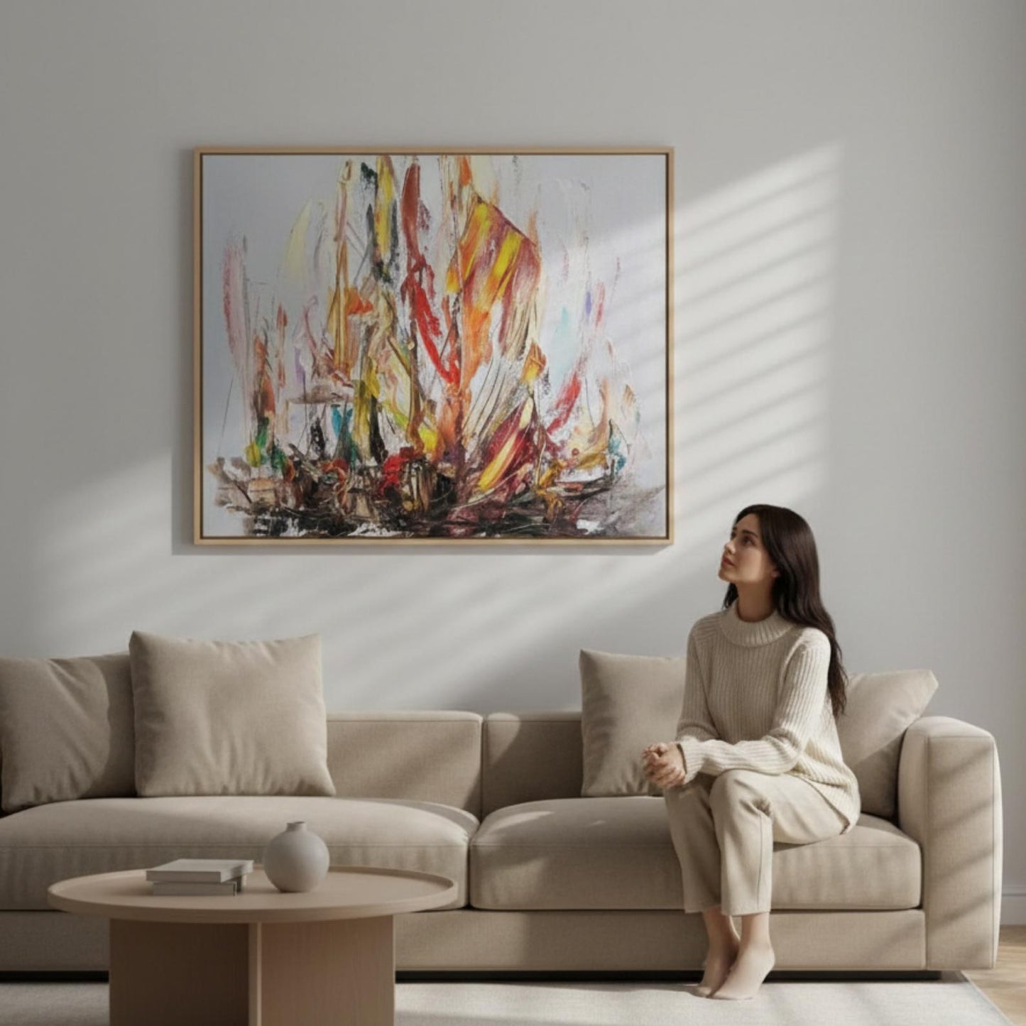 Textured Abstract Painting, Colorful Modern Statement Wall Art