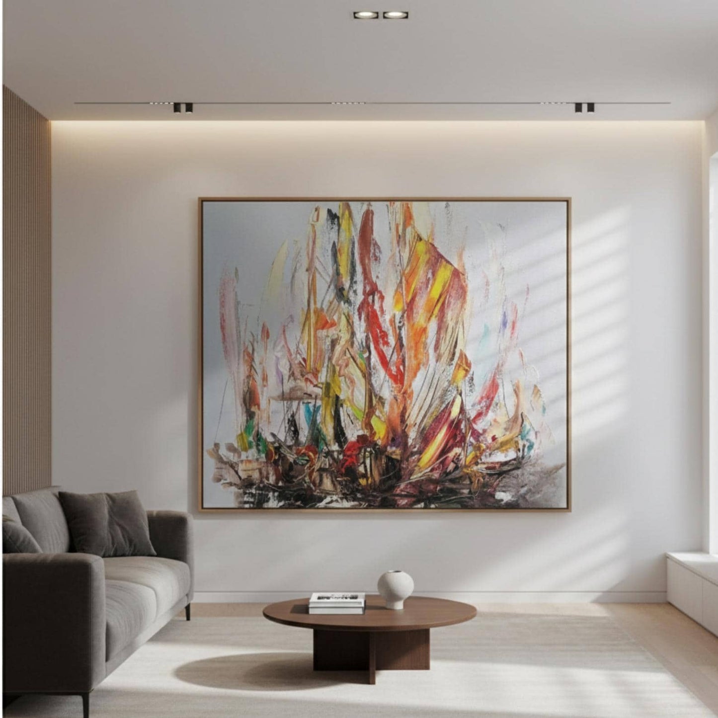 Textured Abstract Painting, Colorful Modern Statement Wall Art