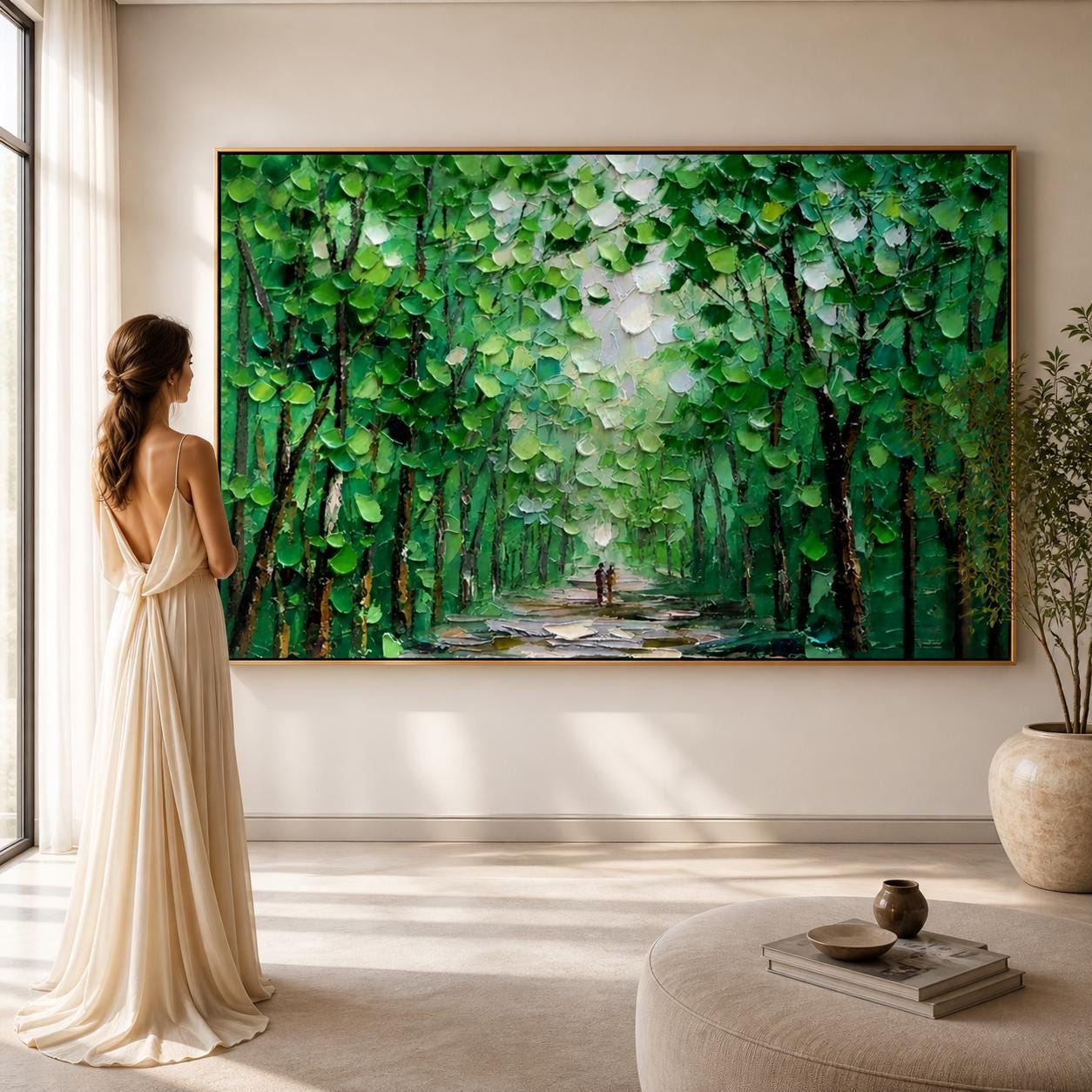 Elegant Woman Portrait Painting, Textured Fashion Wall Art, Contemporary Canvas Decor