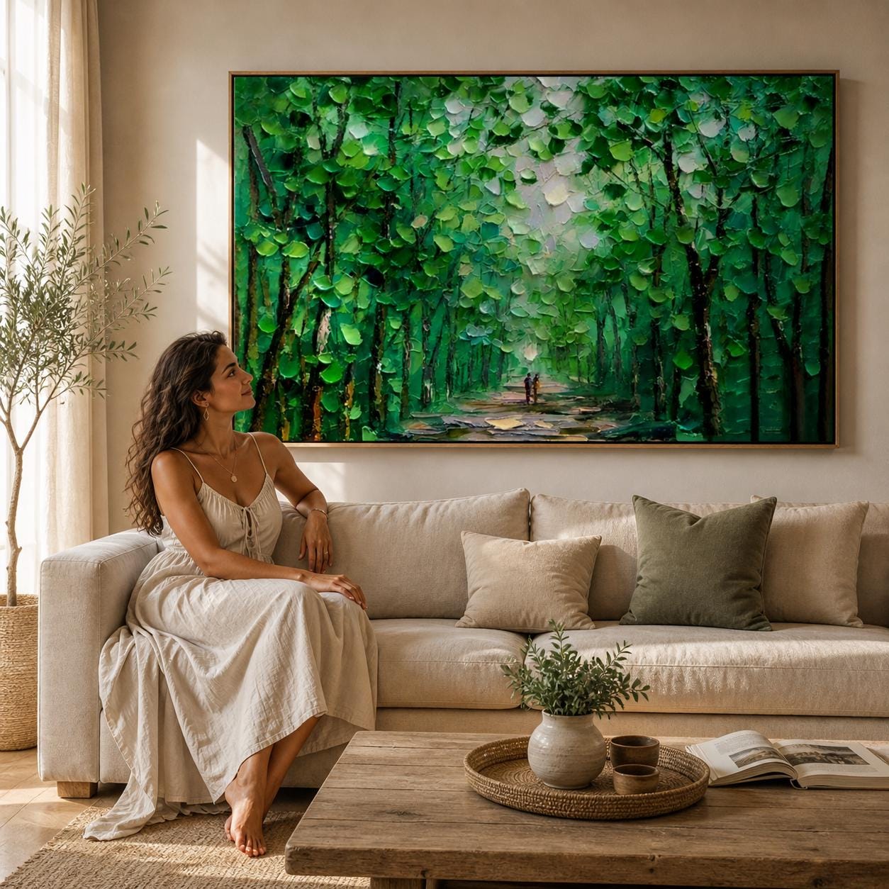 Elegant Woman Portrait Painting, Textured Fashion Wall Art, Contemporary Canvas Decor
