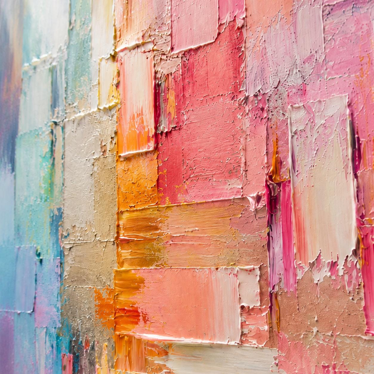 Colorful Abstract Wall Art, Modern Palette Knife Canvas Painting, Vertical Contemporary Artwork