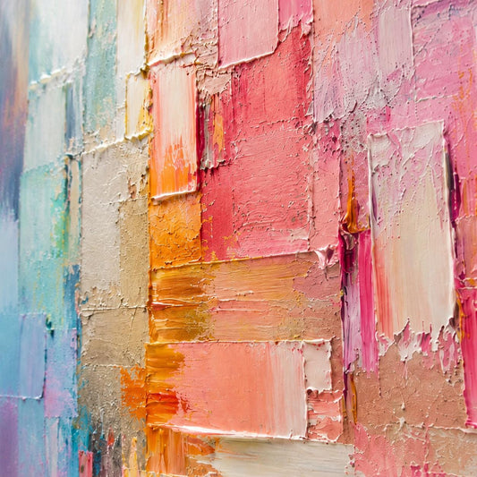 Colorful Abstract Wall Art, Modern Palette Knife Canvas Painting, Vertical Contemporary Artwork