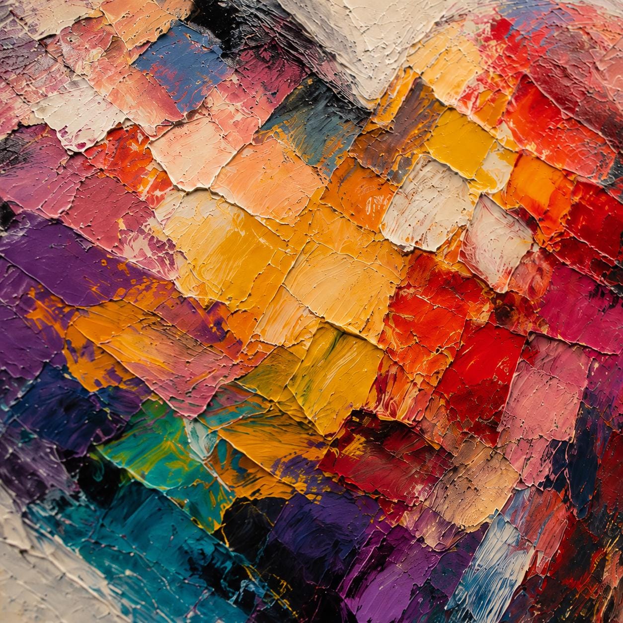 Colorful Heart Abstract Wall Art, Modern Palette Knife Canvas Painting, Vertical Vibrant Artwork