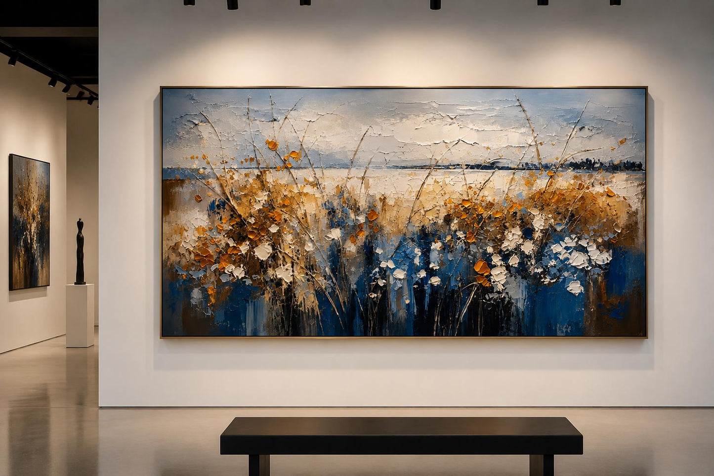 Textured Floral Landscape Canvas – Modern Impasto Wall Art