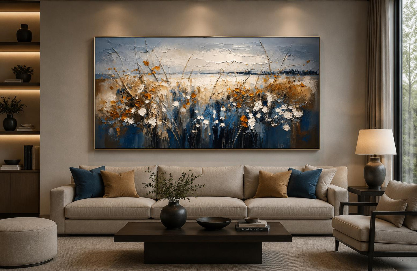 Textured Floral Landscape Canvas – Modern Impasto Wall Art