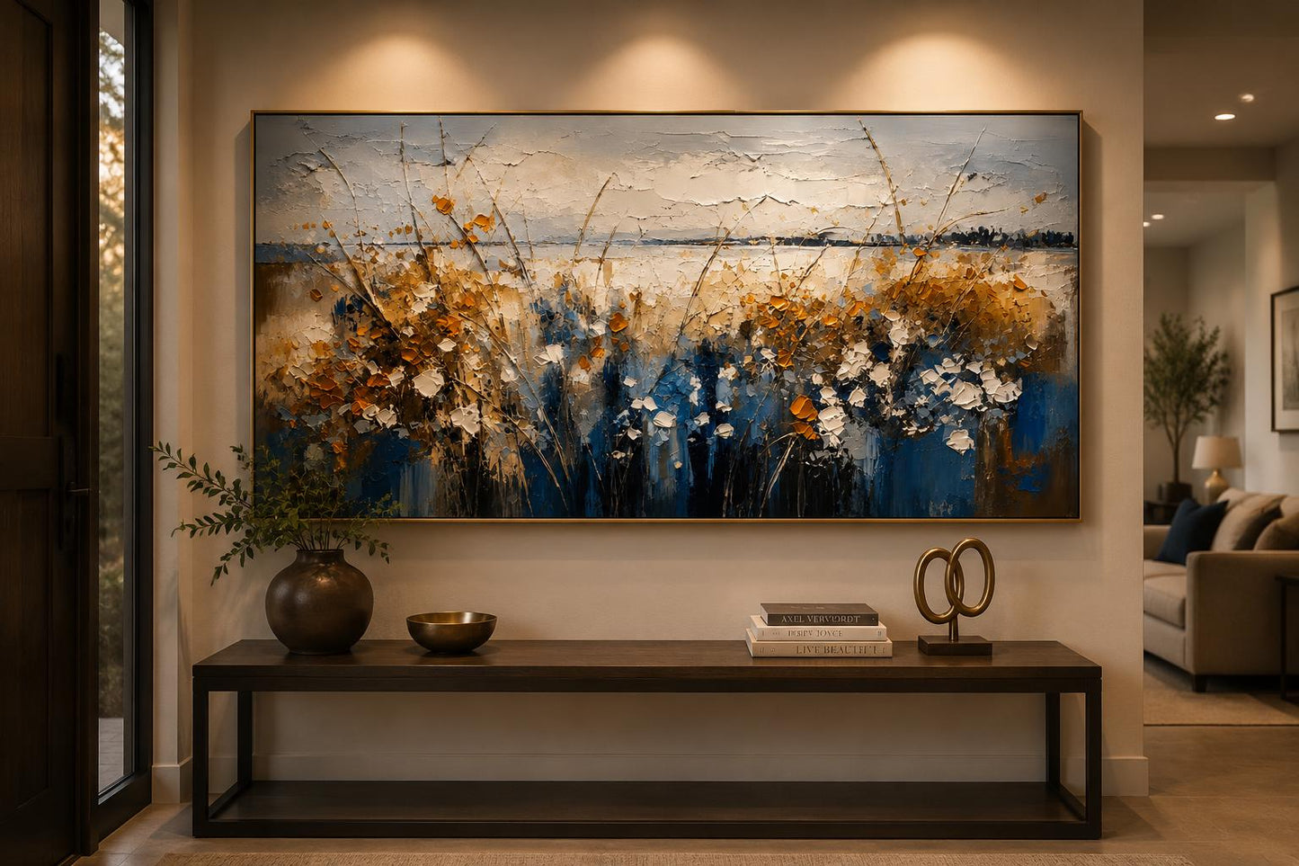 Textured Floral Landscape Canvas – Modern Impasto Wall Art