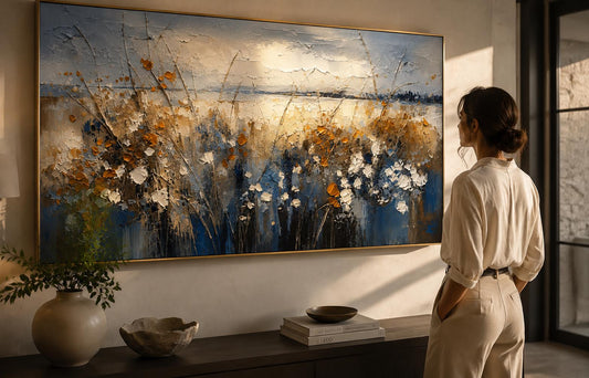 Textured Floral Landscape Canvas – Modern Impasto Wall Art