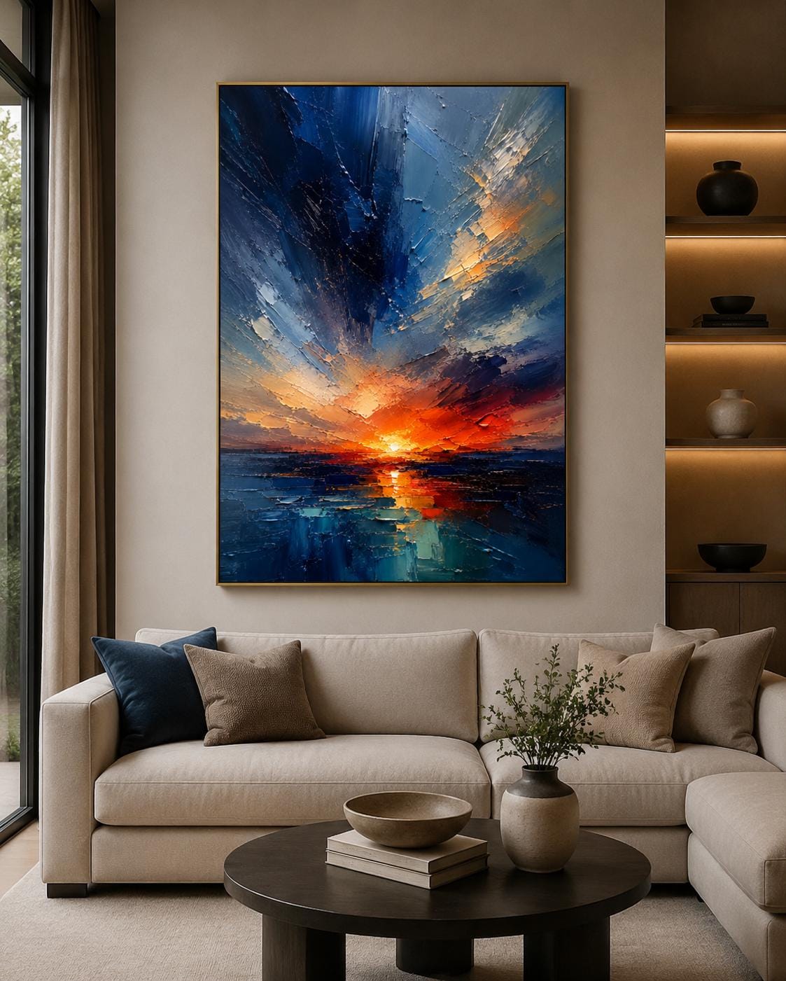 Textured Sunset Canvas – Modern Impasto Wall Art