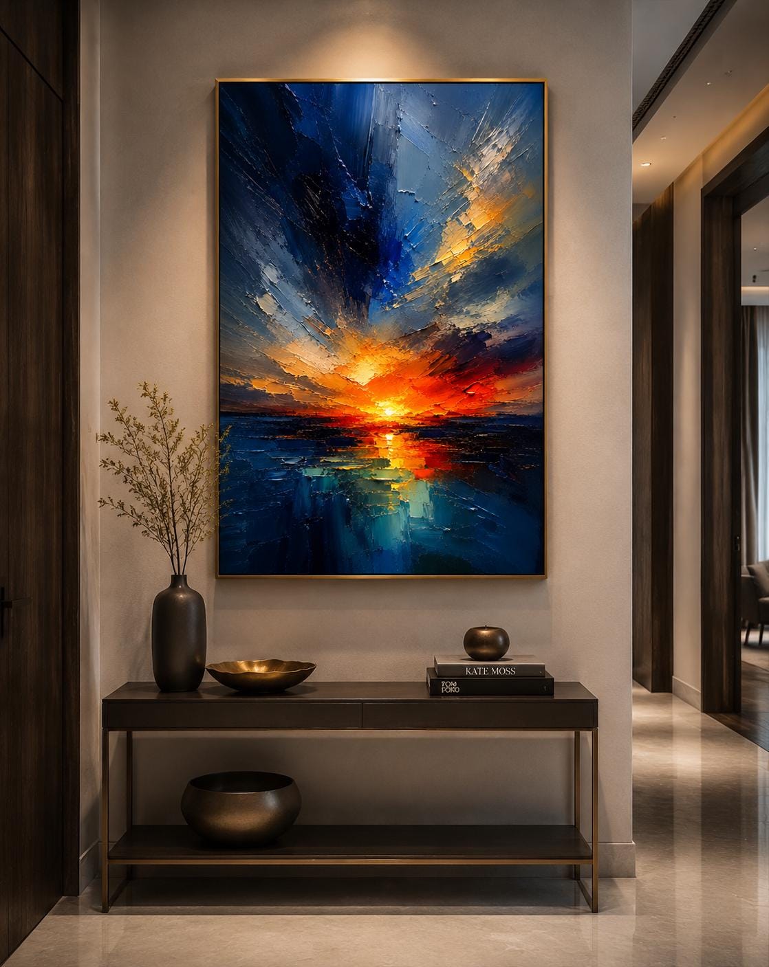 Textured Sunset Canvas – Modern Impasto Wall Art