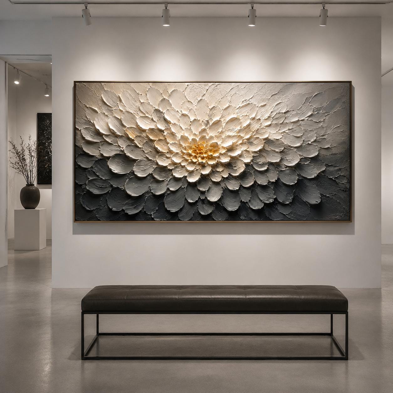 Textured 3D Floral Canvas – Modern Wall Art, Neutral Toned Flowers