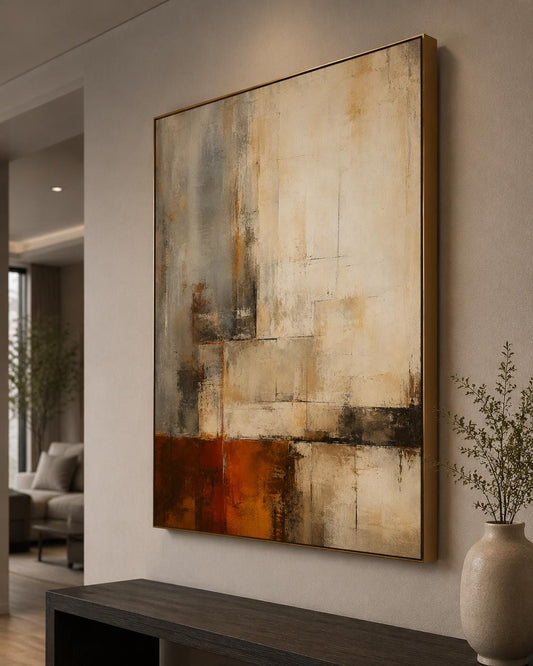 Textured Abstract Earth Tone Painting, Modern Impasto Canvas Art