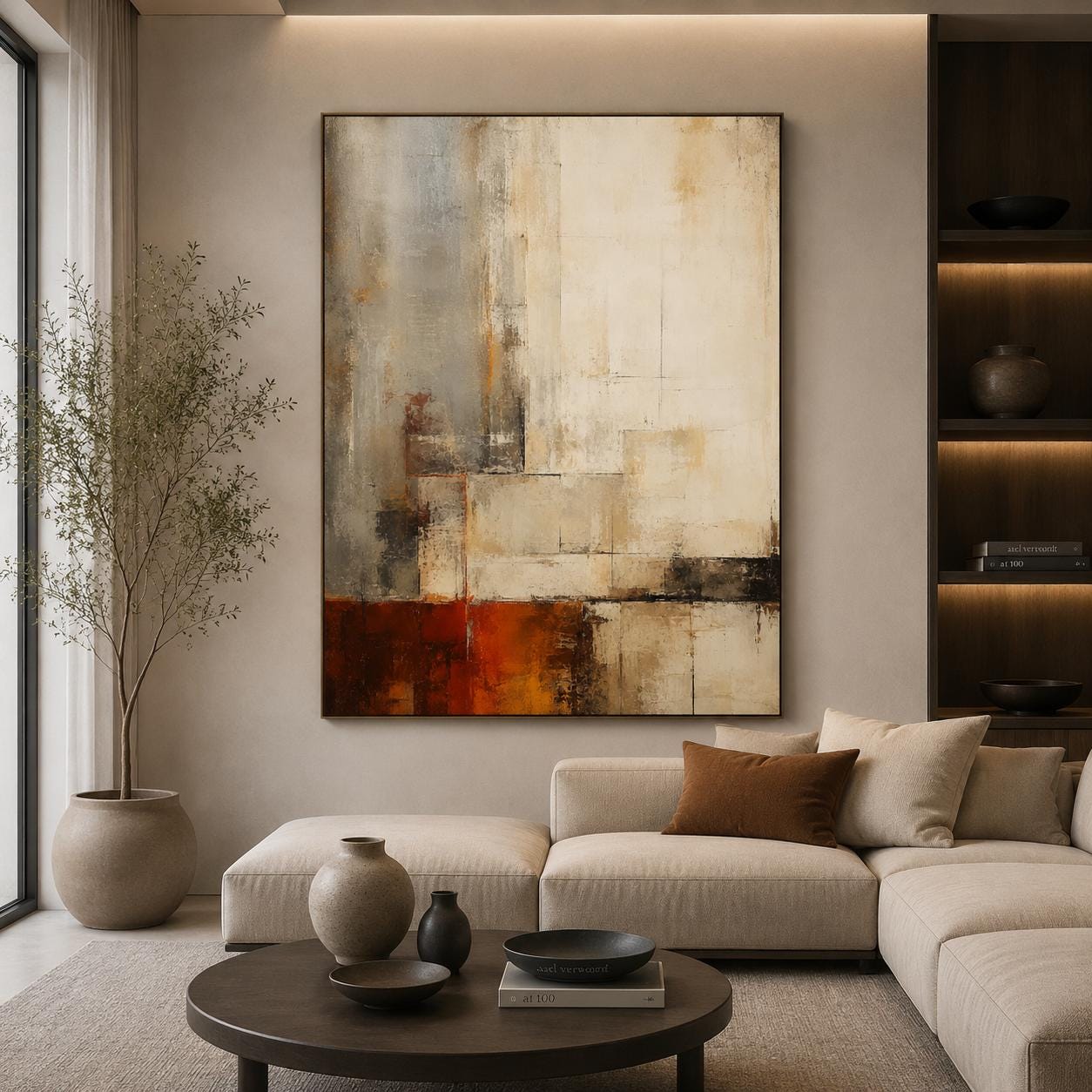 Textured Abstract Earth Tone Painting, Modern Impasto Canvas Art