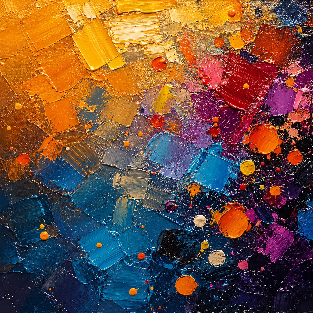 Colorful Christmas Tree Abstract Canvas – Impasto Holiday Wall Art, Cityscape Evening Scene
