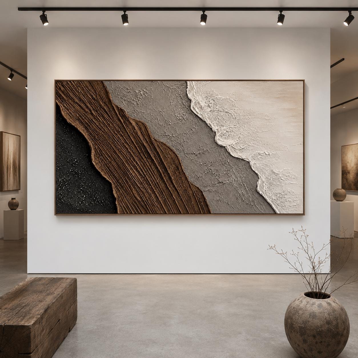 Textured Abstract Painting, Neutral Earth Tone Wall Art, Beige Brown Canvas, Sculptural Minimalist Artwork