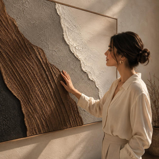 Textured Abstract Painting, Neutral Earth Tone Wall Art, Beige Brown Canvas, Sculptural Minimalist Artwork