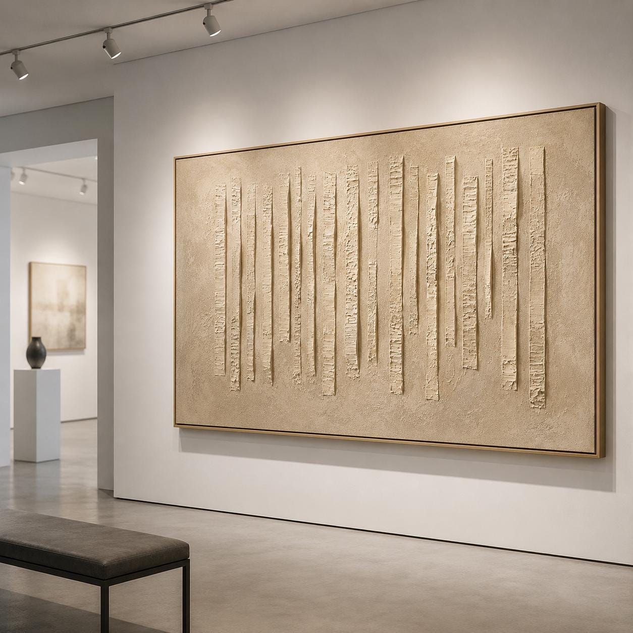 Minimalist Textured Neutral Painting, Beige Relief Wall Art, Modern Monochrome Canvas, Sculptural Abstract Artwork