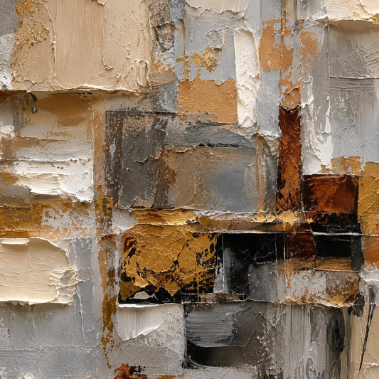 Textured Botanical Abstract Wall Art, Neutral Beige Taupe Relief Painting