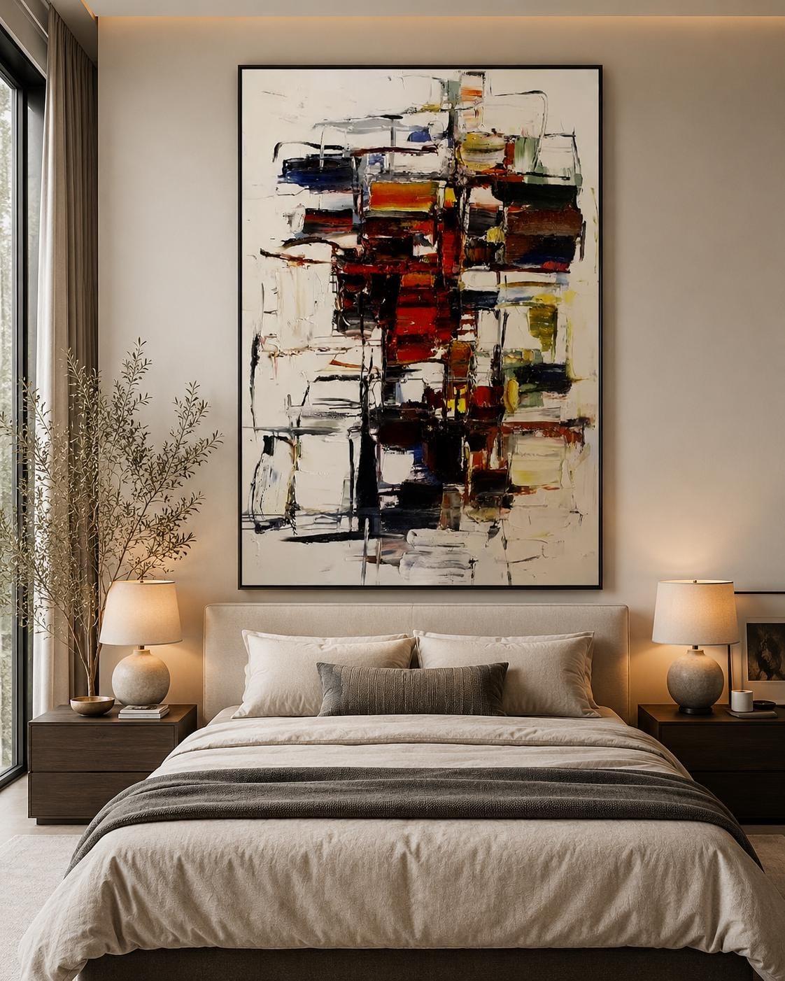 Abstract Geometric Wall Art, Modern Canvas Painting, Contemporary Textured Artwork, Minimalist Living Room Decor