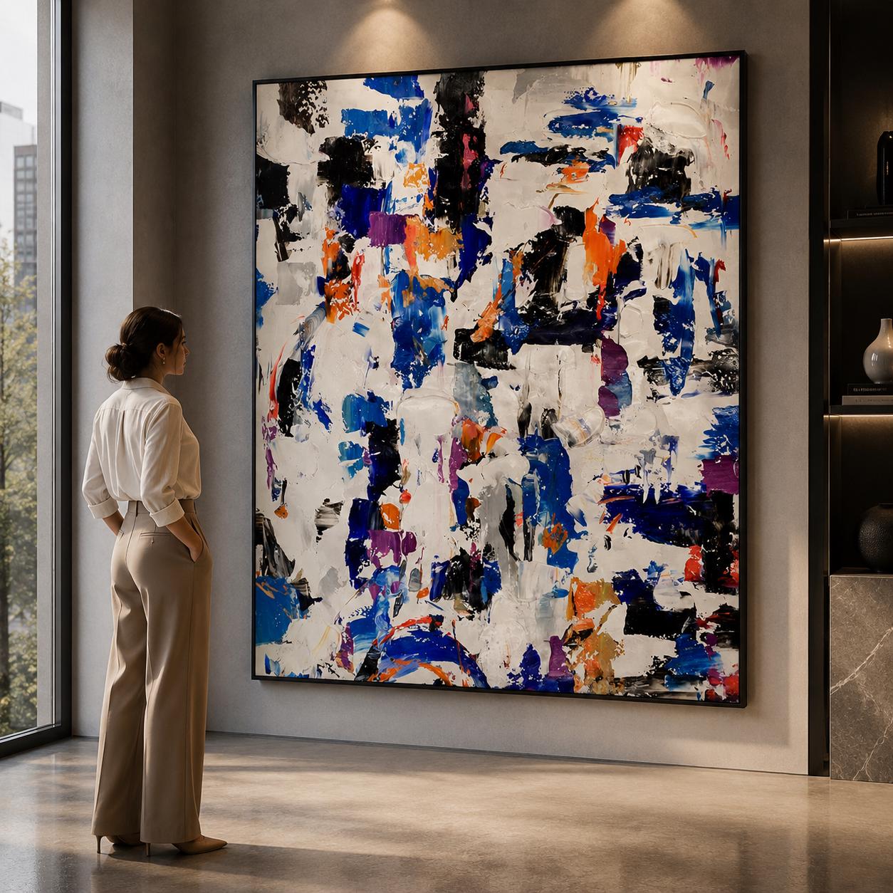 Large Textured Abstract Painting, Bold Acrylic Impasto Canvas Wall Art