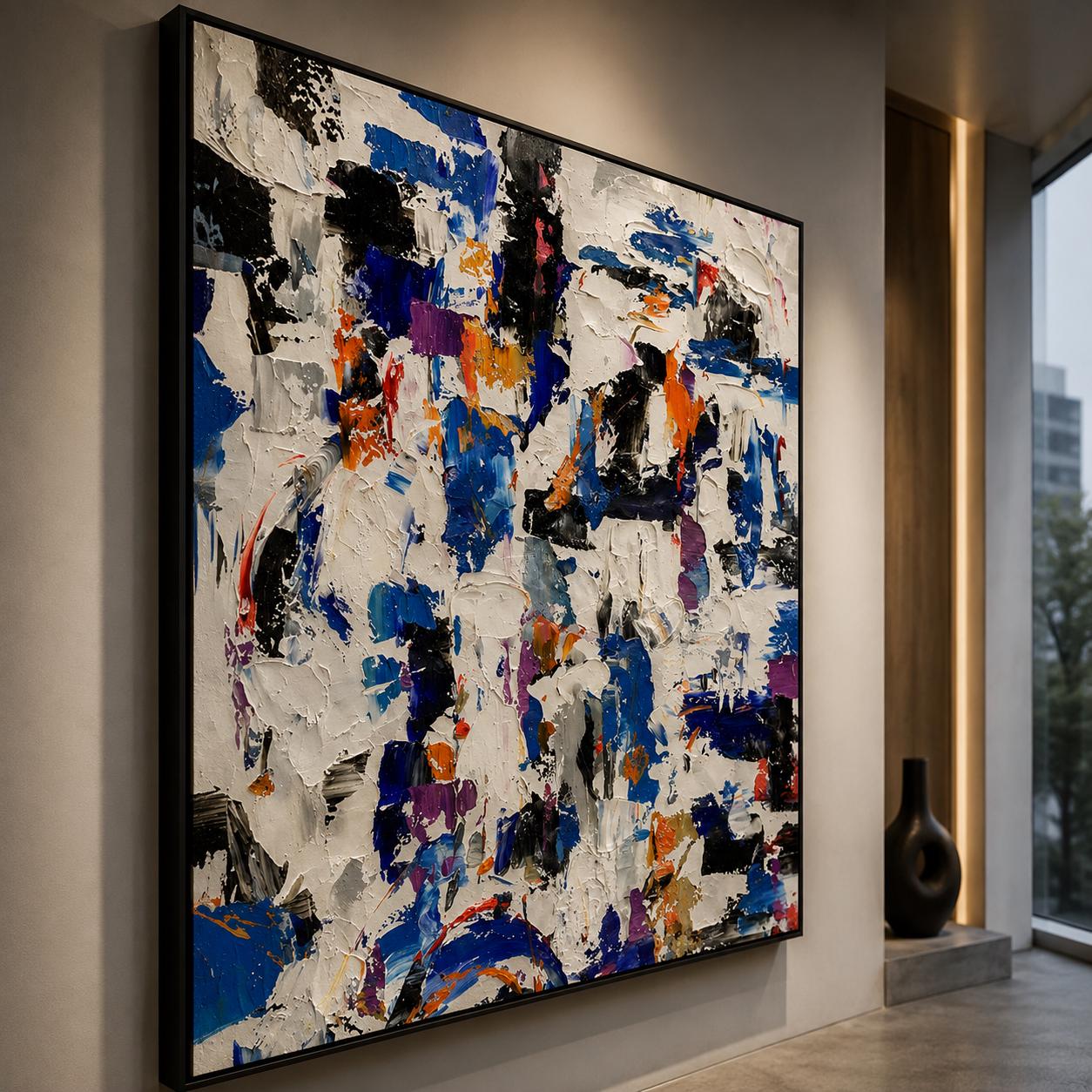 Large Textured Abstract Painting, Bold Acrylic Impasto Canvas Wall Art