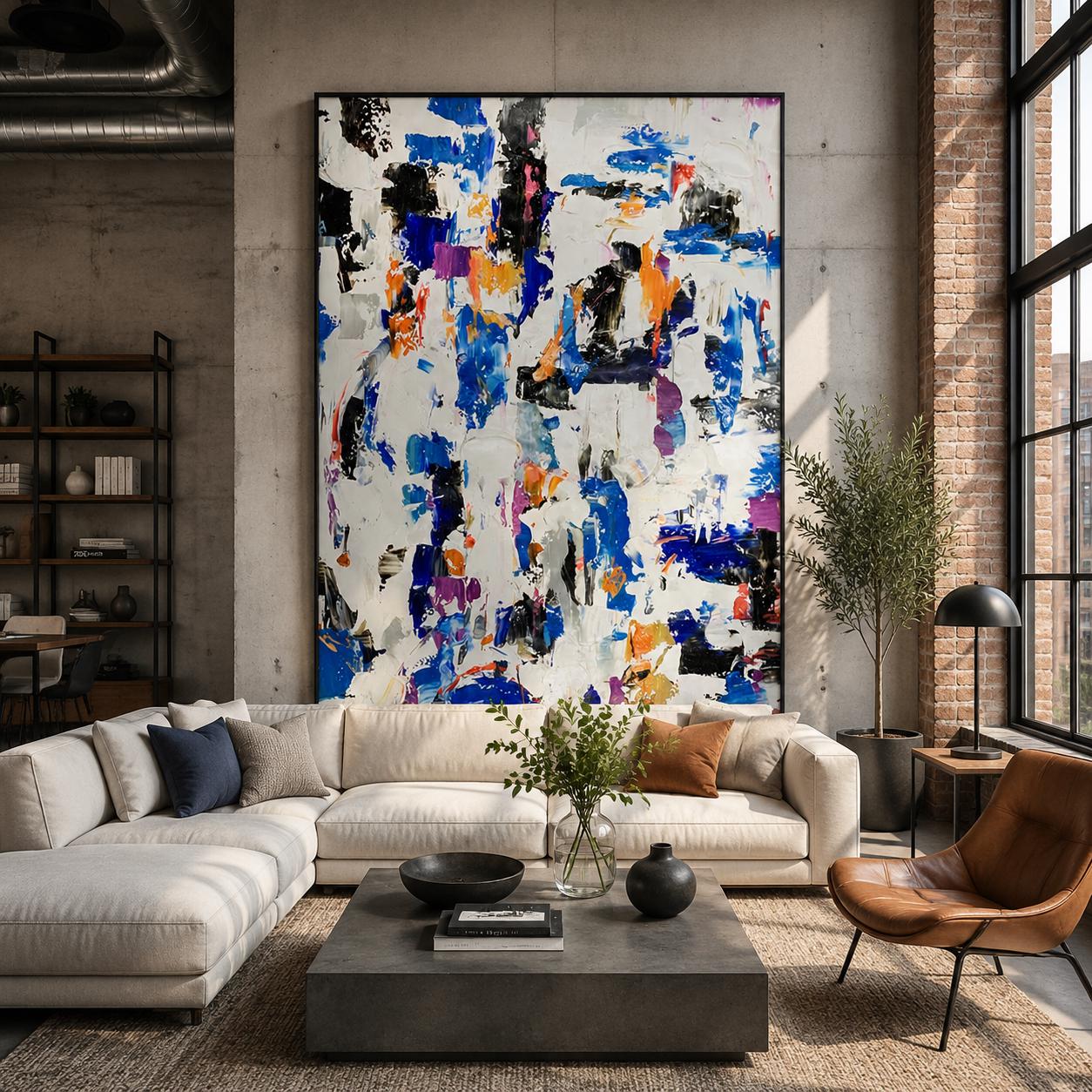 Large Textured Abstract Painting, Bold Acrylic Impasto Canvas Wall Art