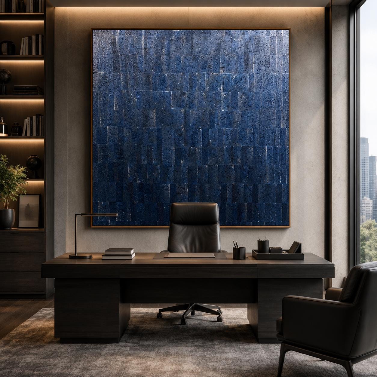 Textured Blue Gray Abstract Painting, Original Handmade Canvas Art, Modern Minimalist Wall Decor