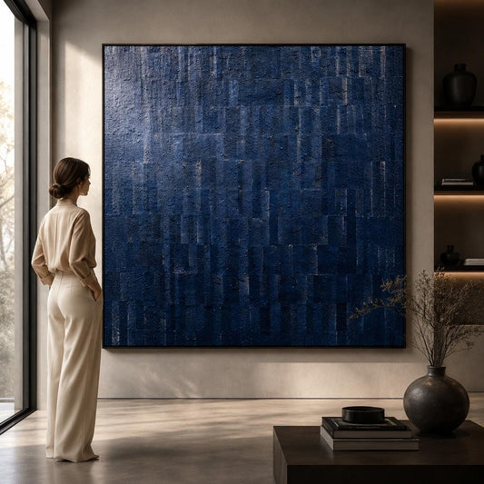 Textured Blue Gray Abstract Painting, Original Handmade Canvas Art, Modern Minimalist Wall Decor