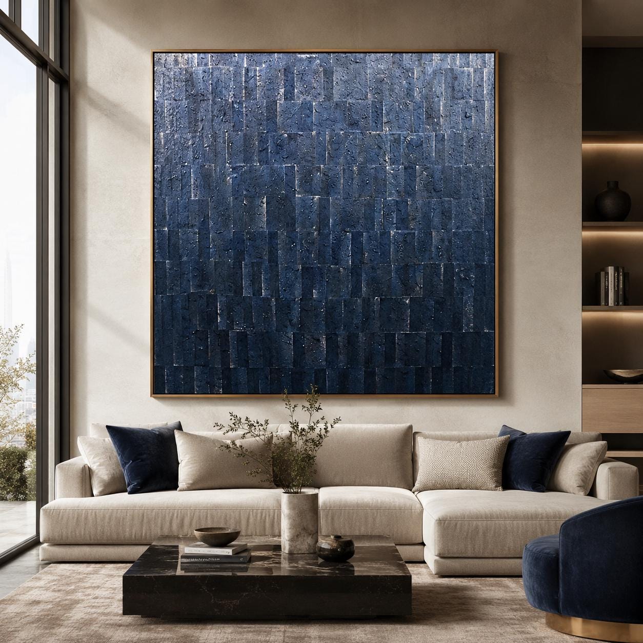 Textured Blue Gray Abstract Painting, Original Handmade Canvas Art, Modern Minimalist Wall Decor