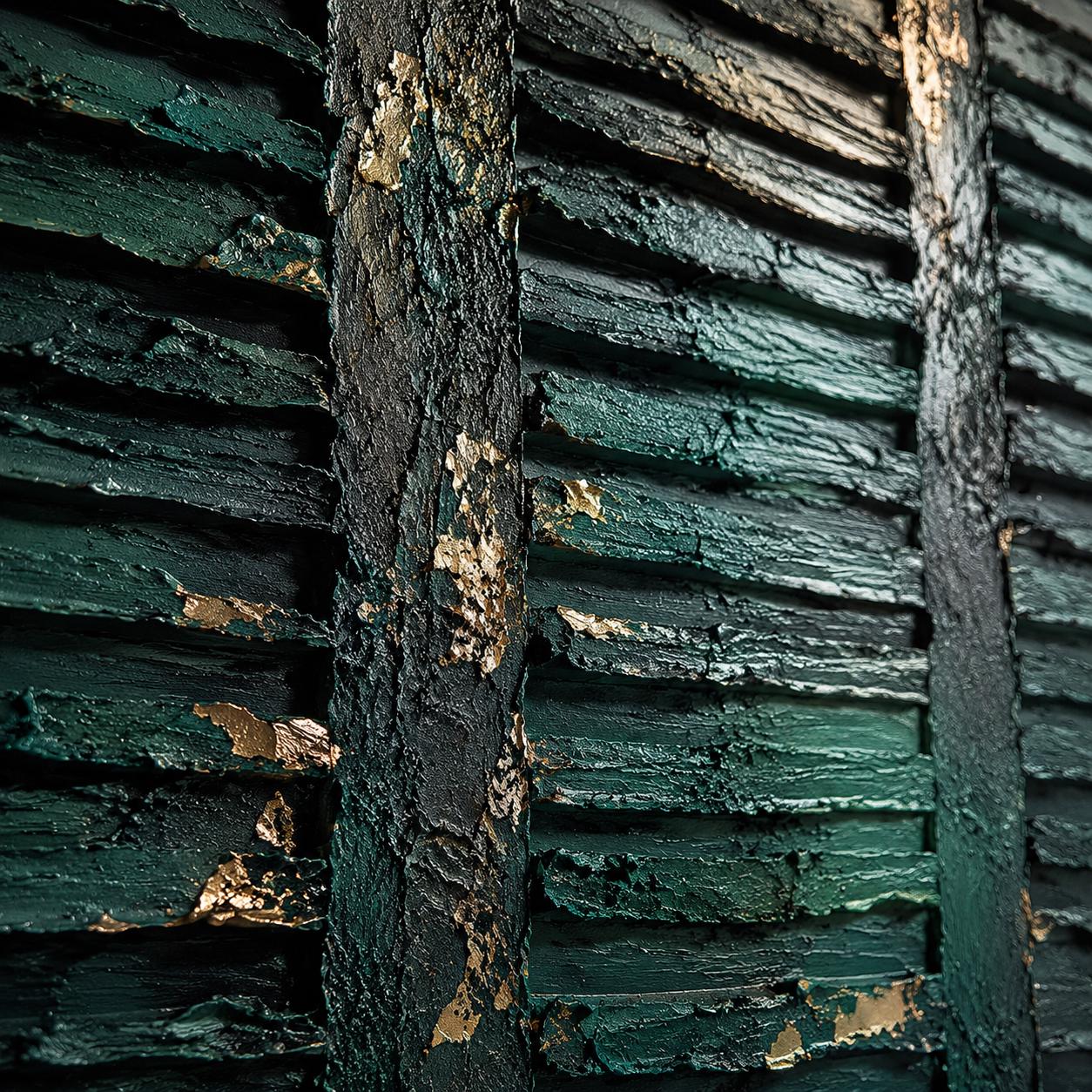 Dark Green Textured Abstract Wall Art, Modern Canvas Painting, Contemporary Minimalist Decor