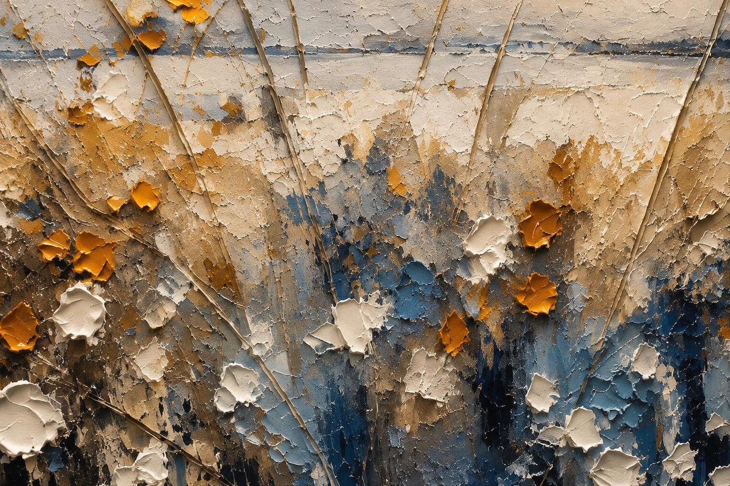 Textured Floral Landscape Canvas – Modern Impasto Wall Art