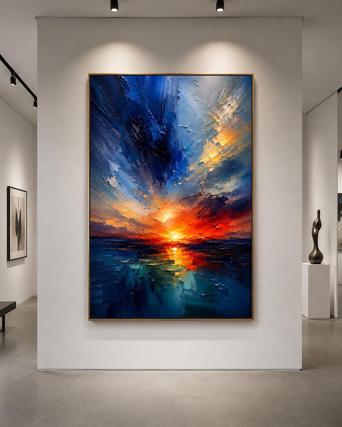 Textured Sunset Canvas – Modern Impasto Wall Art
