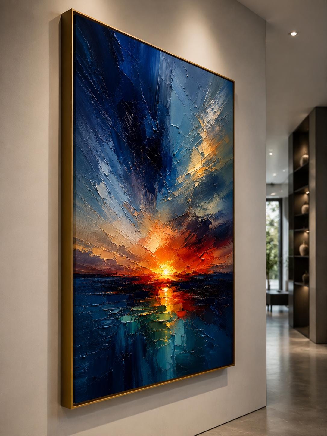 Textured Sunset Canvas – Modern Impasto Wall Art