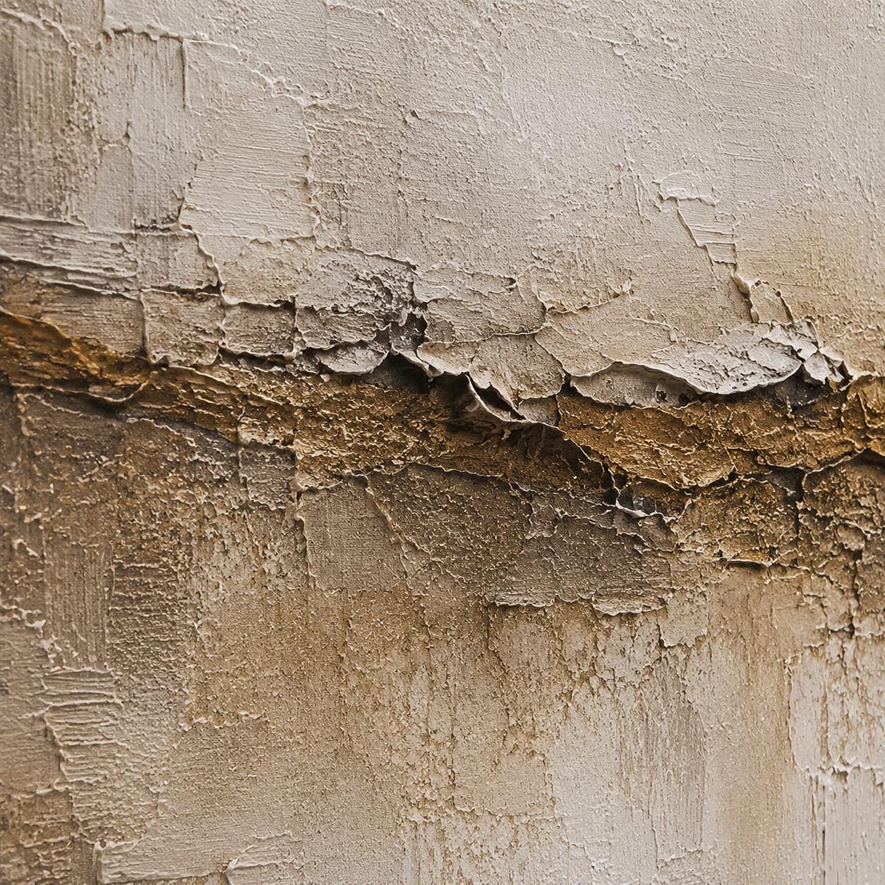 Textured Abstract Beige & Brown Canvas – Modern Impasto Wall Art