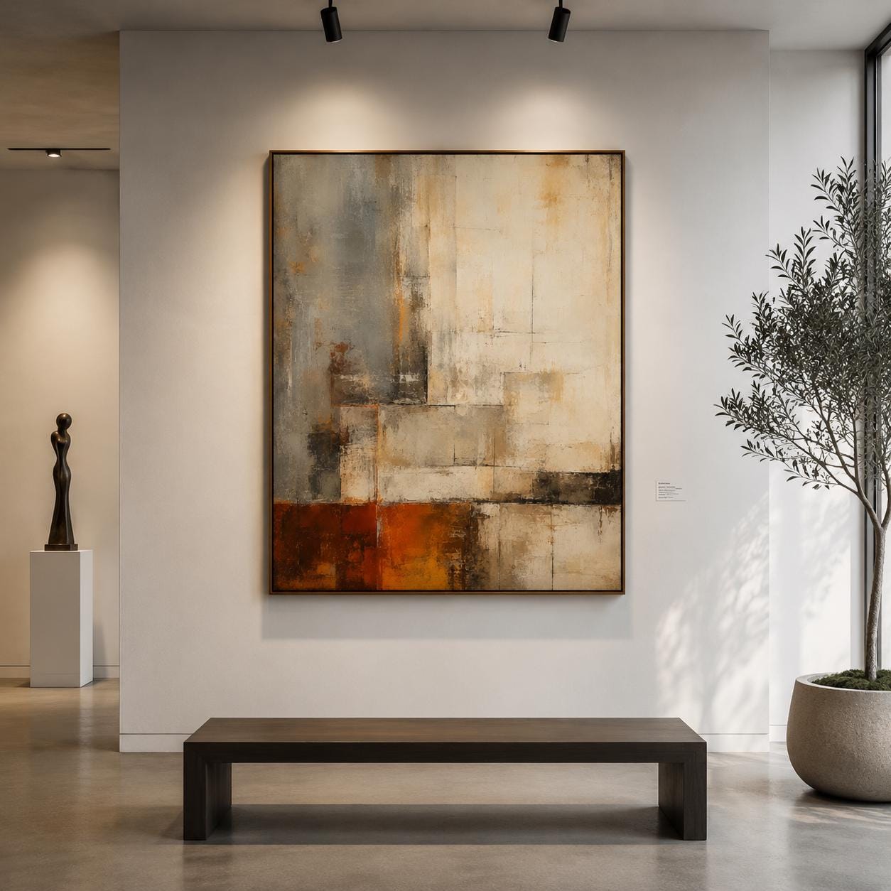 Textured Abstract Earth Tone Painting, Modern Impasto Canvas Art